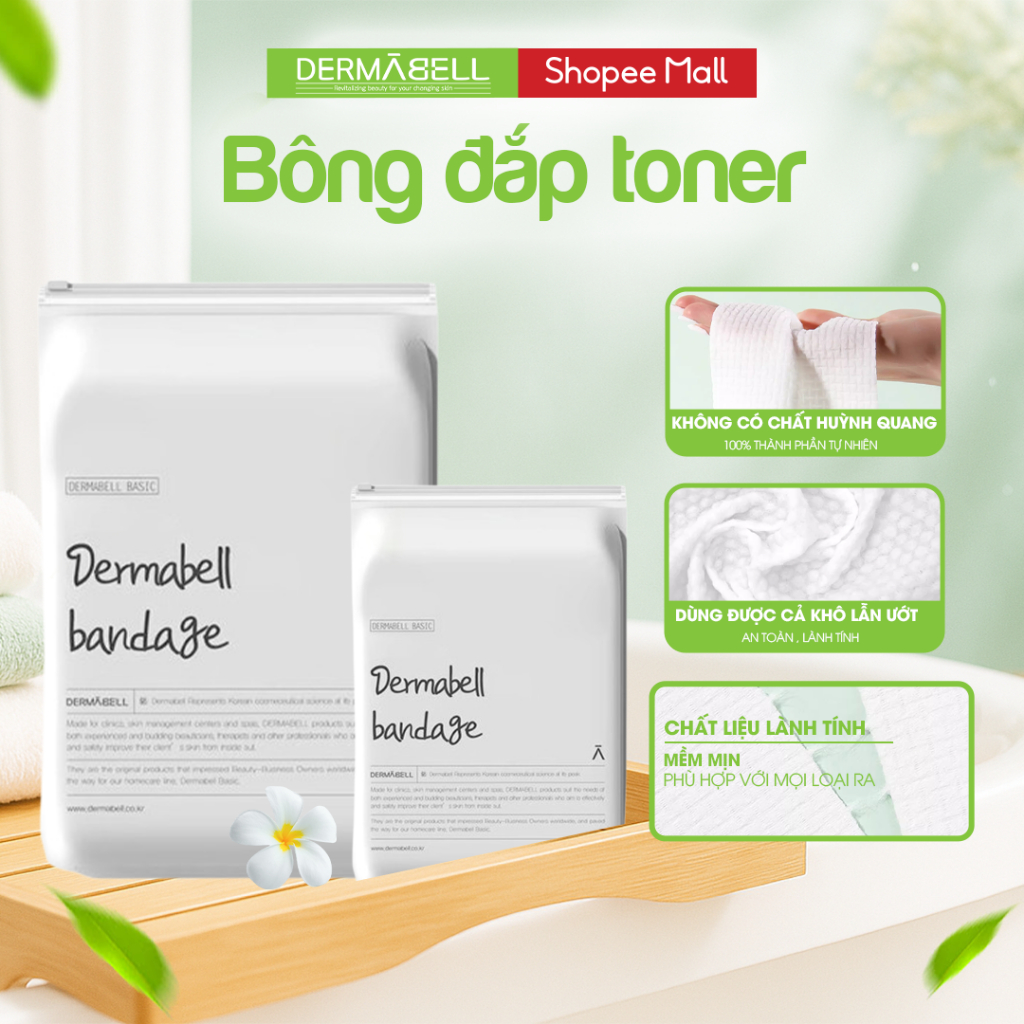 Bông Đắp Toner Kéo Giãn DERMABELL Hàn Quốc - Bông Lotion Đắp Mask, Bông Tẩy Trang