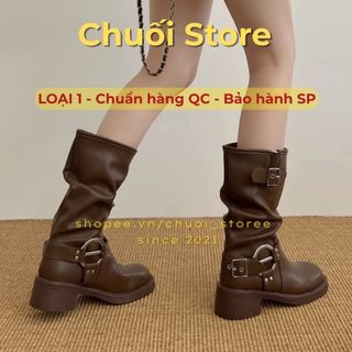 Giày boot nữ da PU tổng hợp dệt vải đế cao su êm ái sang trọng cao cấp thuận tiện
