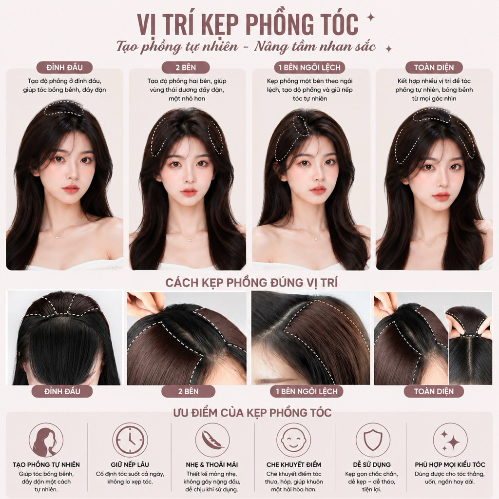[HÀNG HOT] KẸP TÓC GIẢ PHÍM PHỒNG LÀM DÀY TÓC ĐA NĂNG TỰ NHIÊN DỄ SỬ DỤNG HÌNH THẬT