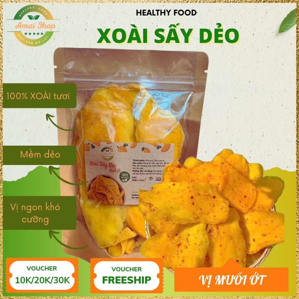 XOÀI SẤY DẺO MUỐI ỚT AMAI - NGUYÊN CHẤT LOẠI 1 - CHUA CAY ĐẬM VỊ - ĂN VẶT TỐT CHO SỨC KHỎE