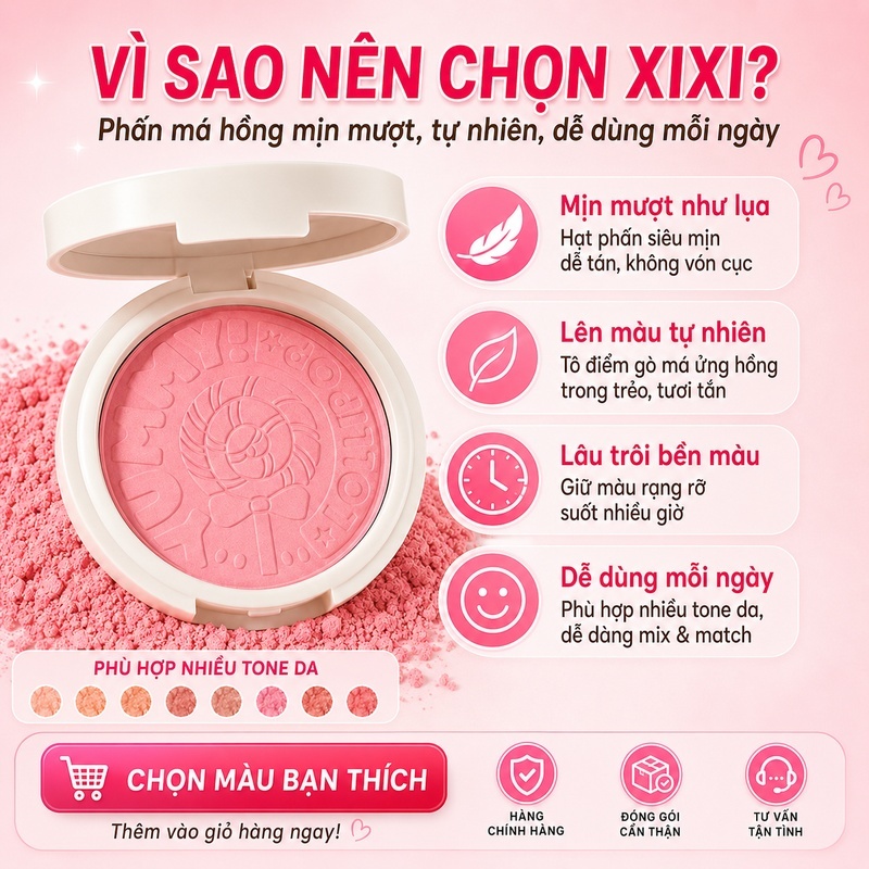 Xixi Phấn Má Hồng Ngọt Ngào, Màu Sắc Tự Nhiên, Làm Sáng Da, Phấn Mịn, Trang Điểm Hàng Ngày D764
