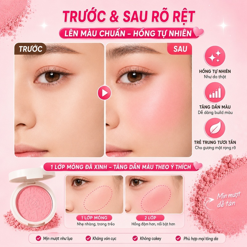 Xixi Phấn Má Hồng Ngọt Ngào, Màu Sắc Tự Nhiên, Làm Sáng Da, Phấn Mịn, Trang Điểm Hàng Ngày D764