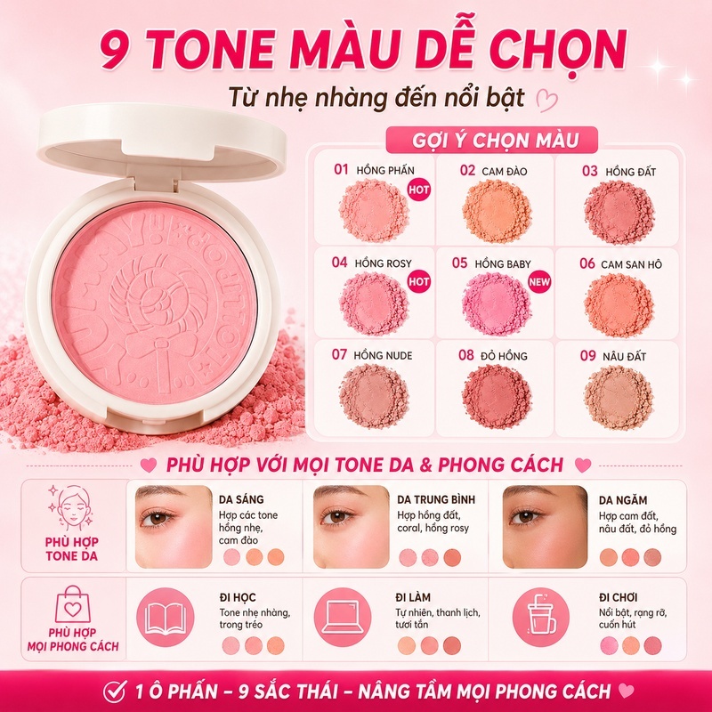 Xixi Phấn Má Hồng Ngọt Ngào, Màu Sắc Tự Nhiên, Làm Sáng Da, Phấn Mịn, Trang Điểm Hàng Ngày D764