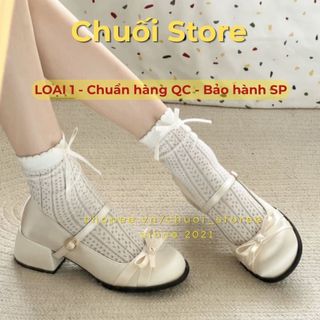 Giày lolita nữ da PU tổng hợp dệt vải đế cao su đáng yêu dịu dàng tinh tế nữ tính
