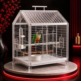Lồng Chim Cao Cấp Mái Trong Suốt – Khung Kim Loại Chắc Chắn, Sang Trọng Cho Chim Cảnh
