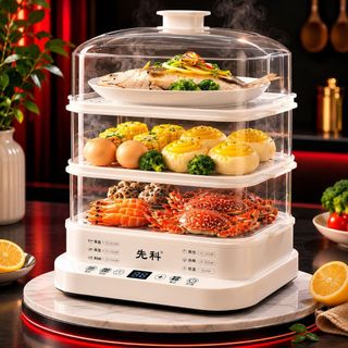 Nồi Hấp Điện Đa Chức Năng 3 Tầng Inox, Nồi Hấp 3 Tầng Công Suất Lớn, Có Hẹn Giờ, BH 12 Tháng G23