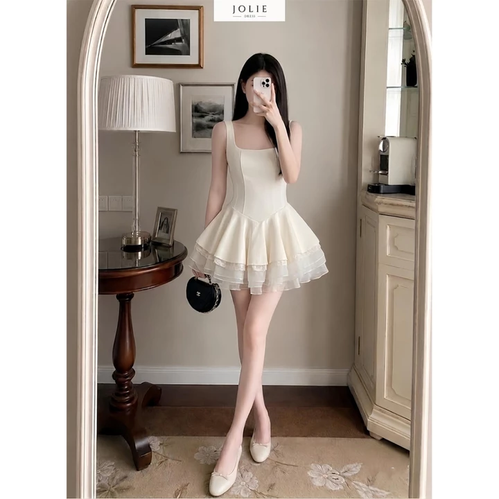 Đầm Dự Tiệc Thiết Kế Cao Cấp JOLIE Đầm 2 Dây Bản To Phối Bèo Tầng Nàng Diện Đi Chơi, Dự Tiệc, Cafe...T544