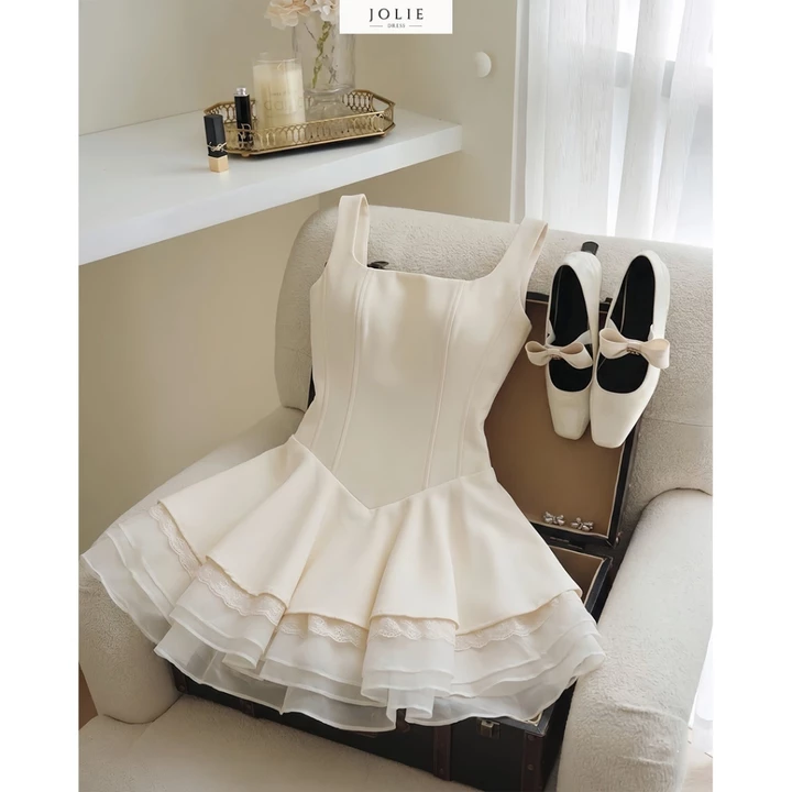 Đầm Dự Tiệc Thiết Kế Cao Cấp JOLIE Đầm 2 Dây Bản To Phối Bèo Tầng Nàng Diện Đi Chơi, Dự Tiệc, Cafe...T544
