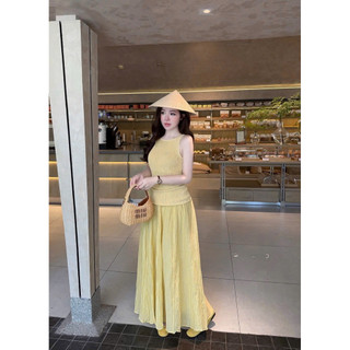 •𝙆𝙞𝙣𝙜𝙨𝙝𝙤𝙥𝙗𝙚𝙖𝙪𝙩𝙮•Set Áo Yếm Mix Váy Nhún QC