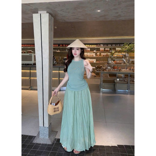 •𝙆𝙞𝙣𝙜𝙨𝙝𝙤𝙥𝙗𝙚𝙖𝙪𝙩𝙮•Set Áo Yếm Mix Váy Nhún QC
