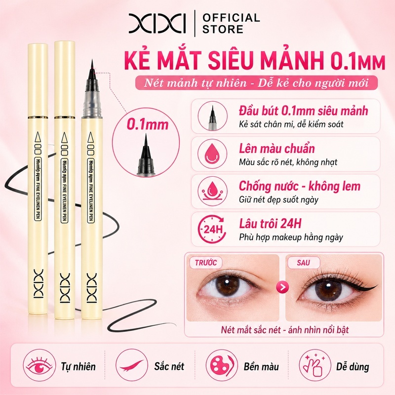 XIXI Bút kẻ mắt – Khô nhanh, chống nước, lâu trôi, ngòi mảnh dễ kẻ, phong cách Hàn Quốc D778