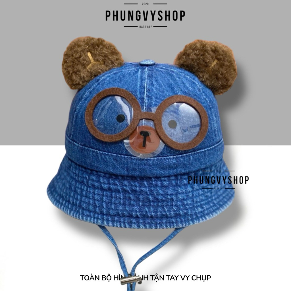 MẸ & BÉ- Mũ nón bucket tai bèo vành nữ trẻ em trai gái PHUNGVYSHOP / Bo Lớn Trung GẤU XÙ NÂU CẬN/