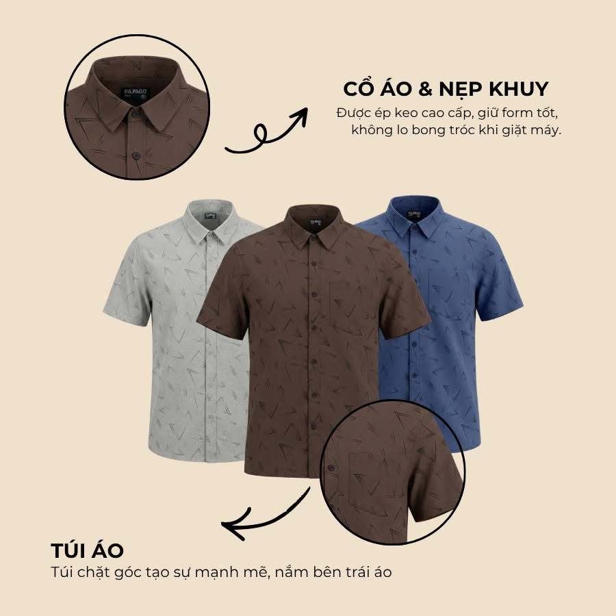 Áo Sơ Mi V Nam Trung Niên AZ FASHION Cao Cấp Áo Sơ Mi Trung Niên Tay Ngắn Vải Xô Đũi Lai Ngang In Họa Tiết Mùa Hè