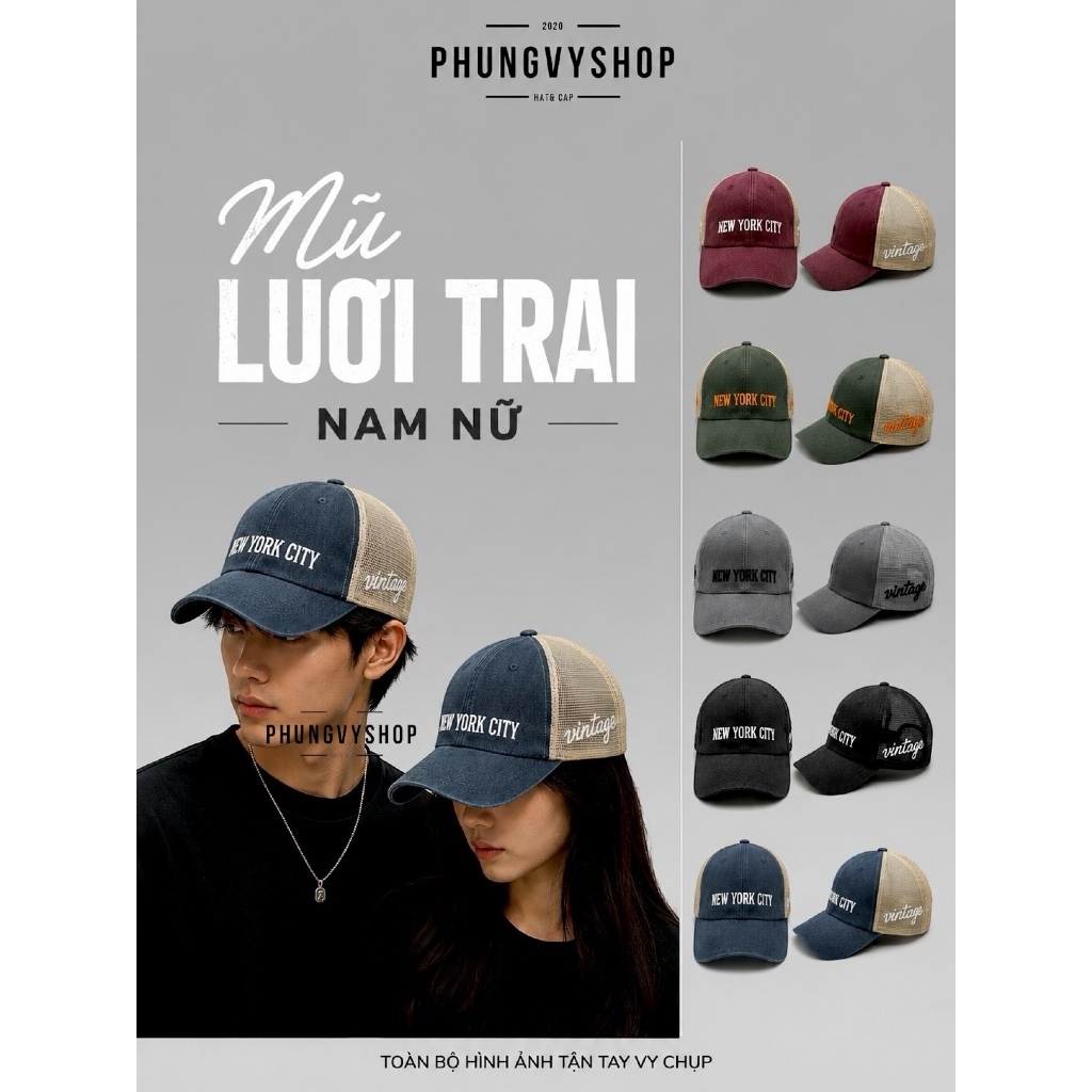 Mũ nón lưỡi trai unisex nam nữ PHUNGVYSHOP- / Kết Lớn NEW CI /