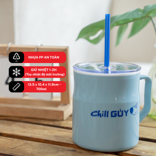 Ly giữ nhiệt Chill Guy có quai 700ml Tân Lập Thành Sản phẩm chất lượng nhà nhà thịnh vượng, nhựa PP