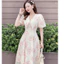 Đầm Voan Hoa Nữ Sang Chảnh -Qúy Phái Dài Qua Gối Phong Cách Thanh Lịch Tiểu Thư xinh Xắn cho Các Chị Em HIYU STORE