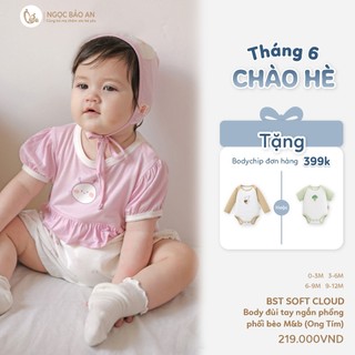 M&B (0-24M) Body đùi cộc tay phối bèo Ong Tím Viscose 4 chiều mềm mịn, thoáng mát cho bé sơ sinh