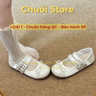 Giày bệt nữ da PU tổng hợp dệt vải đế cao su ôm chân vừa vặn mix 2 quai cài dễ thương dễ phối đồ