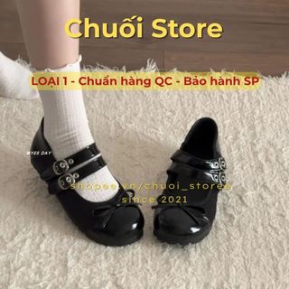 Giày bệt nữ da PU tổng hợp dệt vải đế cao su ôm chân vừa vặn mix 2 quai cài dễ thương dễ phối đồ