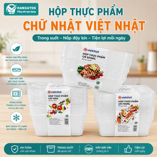 Combo 50 hộp chữ nhật nhựa Việt Nhật bảo quản thực phẩm kín khí tiện lợi an toàn - 6635 - 6636 - 6637
