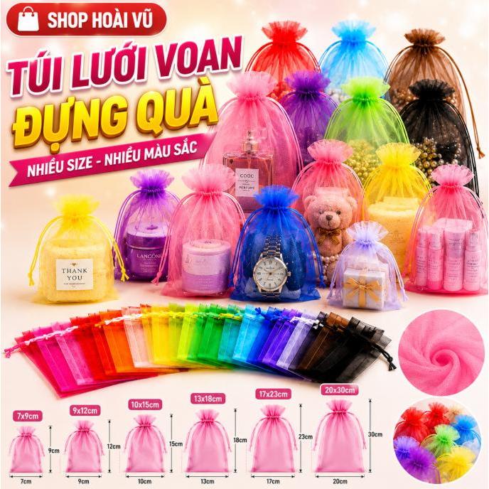 10 CÁI–Túi Dây Rút Lưới Đựng Trang Sức Qùa Tặng Hoa Khô Bánh Kẹo Nhiều Màu–10 CÁI–