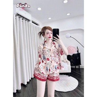 Đồ ngủ đùi tay ngắn thiết kế viền bèo xinh xắn (DB157)