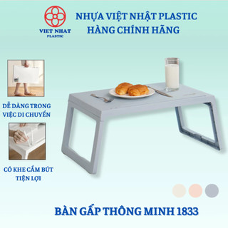 Bàn Học Gấp Gọn Nhựa Việt Nhật, Bàn Gấp Chân Gọn Gàng Có Khe Cắm Bút 1833 Bàn Gấp Gọn Nhựa Việt Nhật
