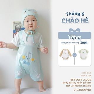 M&B (0-24M) Body đùi cộc tay giả yếm Viscose co giãn 4 chiều mềm mịn, thoáng mát cho bé sơ sinh.