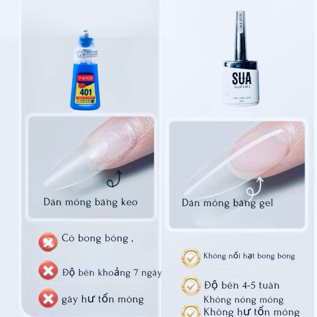 Glue gel 6in1 bản nâng cấp(new)-glue gel SUA úp móng siêu bền ,không gây nóng móng ,độ bền hơn 4tuần