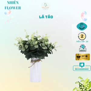 Sỉ 10-20 Cành Lá Bạch Đàn, Lá Táo Nhân Tạo, Trang Trí Hoa Kẽm Nhung, Hoa Sáp, Giỏ Quà Tặng, Handmade