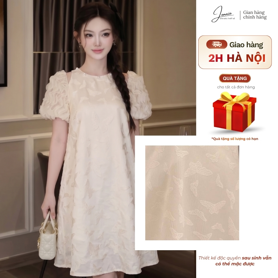Đầm Bầu Váy Bầu Jeyme Thiết Kế Gấm Hồ Điệp Sang Trọng Dáng Hàn Quốc - JN001A