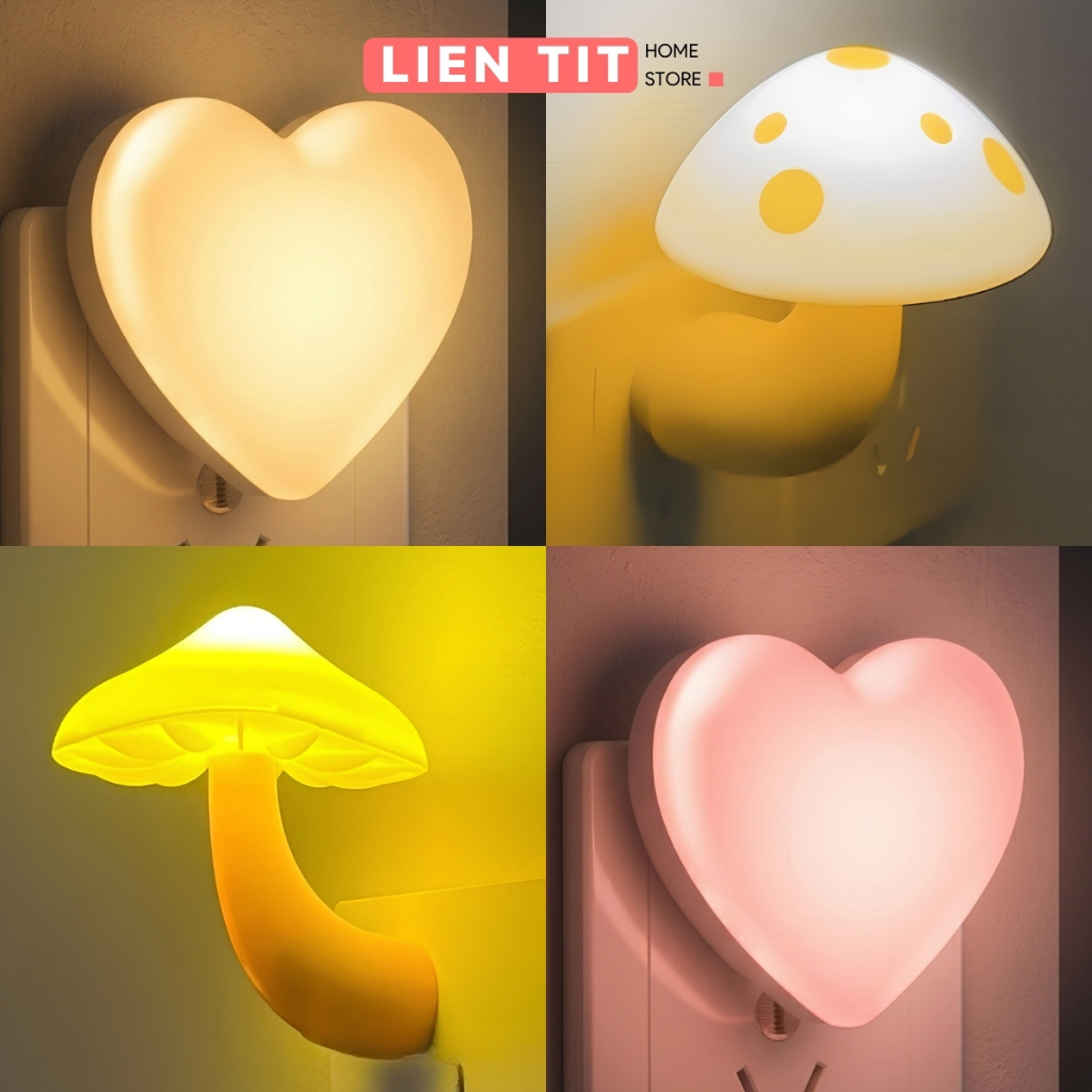 Đèn Ngủ Cảm Ứng Ánh Sáng Tiết Kiệm Điện Năng, Bóng Ngủ Decor Phòng Nhiều Mẫu Dễ Thương