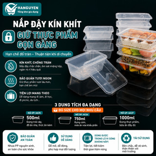 Combo 50 hộp chữ nhật nhựa Việt Nhật bảo quản thực phẩm kín khí tiện lợi an toàn - 6635 - 6636 - 6637