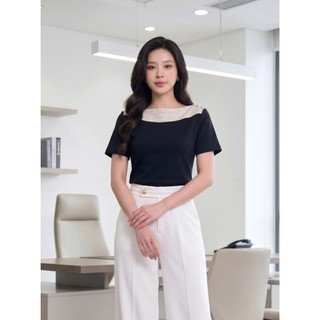 Áo Thun 𝐂𝐂𝐇𝐀𝐓 Dáng Ôm Mellow Cổ Ngang Thanh Thoát Chất Liệu Mềm Mát Cao Cấp 16TNC9068OT