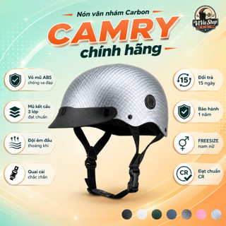 Mũ bảo hiểm Camry Helmets Lưỡi Trai Vân Cacbon - Nhiều màu sắc, Phù hợp cho cả nam và nữ, bảo hành 12 tháng