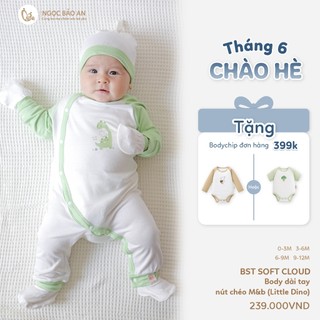 M&B (0-24M) Body dài tay cài nút chéo Viscose co giãn 4 chiều mềm mịn, thoáng mát cho bé sơ sinh.