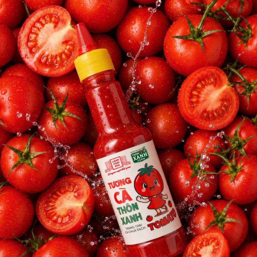 Tương cà Thôn Xanh Farm 270g chua ngọt dịu nhẹ, ít mặn phù hợp cả trẻ em