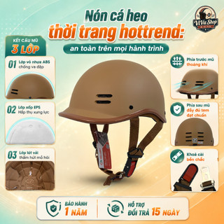 Mũ Bảo Hiểm Kiểu Dáng Cá Heo Mẫu Mới Đủ Màu - Cá tính, năng động, freesize ( 52-58cm), Bảo Hành 12 tháng