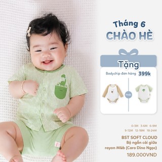 M&B (0-24M) Bộ quần áo cộc tay cài giữa Viscose co giãn 4 chiều mềm mịn, thoáng mát cho bé sơ sinh.