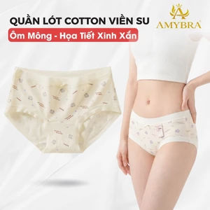 Quần Lót Nữ AMYBRA Cotton Viền Su Ôm Dáng, Quần Chip Nữ Họa Tiết Gấu Đáng Yêu L6408