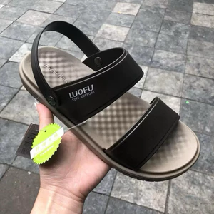 Dép nam 2 quai hậu LOUFU (chính hãng) sandal siêu nhẹ rửa nước êm chân màu nâu - đen, hàng hộp cao cấp bền