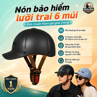 Mũ Bảo Hiểm Lưỡi Trai 6 Múi Camry Helmets - Trẻ trung, Cá Tính, Freesize (52-58cm), Bảo Hành 12 tháng