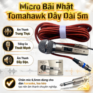 Micro Bãi Nhật Tomahawk Dây Dài 5m, Âm Thanh Trung Thực, Tiếng Ca Thoát Mạnh, Âm Thanh Đầy Đặn.