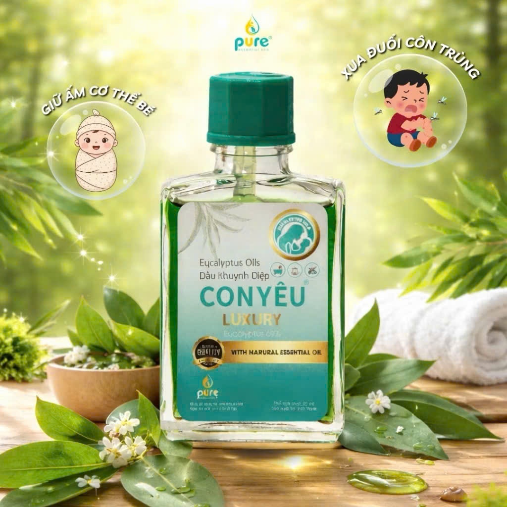 Dầu Khuynh Diệp Cho Bé Con Yêu 30mL – Giữ Ấm, Phòng Cảm, Giảm Ho, Ngừa Sổ Mũi Tinh Dầu Thiên Nhiên