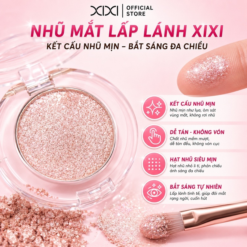 Xixi Phấn Bắt Sáng & Mắt – Ngọc Trai Nhiều Màu, Siêu Mịn, Lâu Trôi, Dễ Tán, Dùng Mặt & Mắt D728