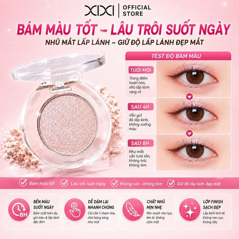 Xixi Phấn Bắt Sáng & Mắt – Ngọc Trai Nhiều Màu, Siêu Mịn, Lâu Trôi, Dễ Tán, Dùng Mặt & Mắt D728