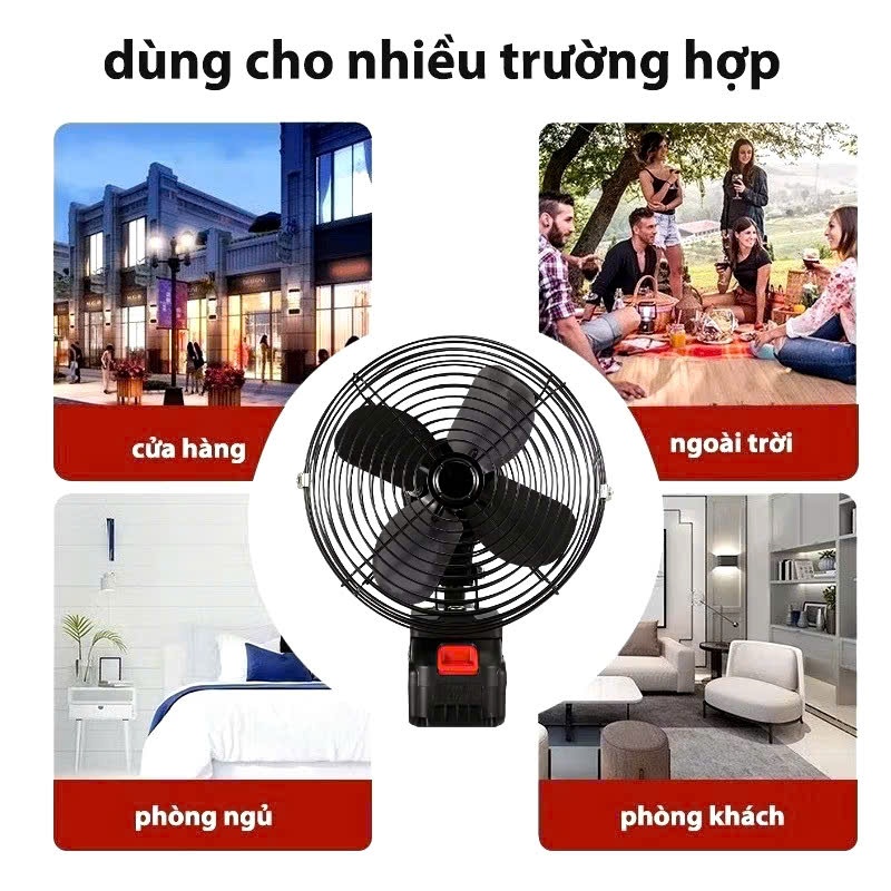 Quạt Tích Điện Chân Pin Makita 20 Cell, Quạt Để Bàn Lồng Sắt 8 Inch, 2 Cấp Độ Gió, Dùng Liên Tục 8-10 Giờ, Kèm Pin Và Sạ