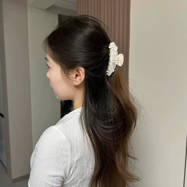Kẹp Tóc Nữ Càng Cua Đính Đá & Charm Nơ, Trái Tim Tiểu Thư – Phụ Kiện Tóc Nữ Ngọt Ngào, Đài Các