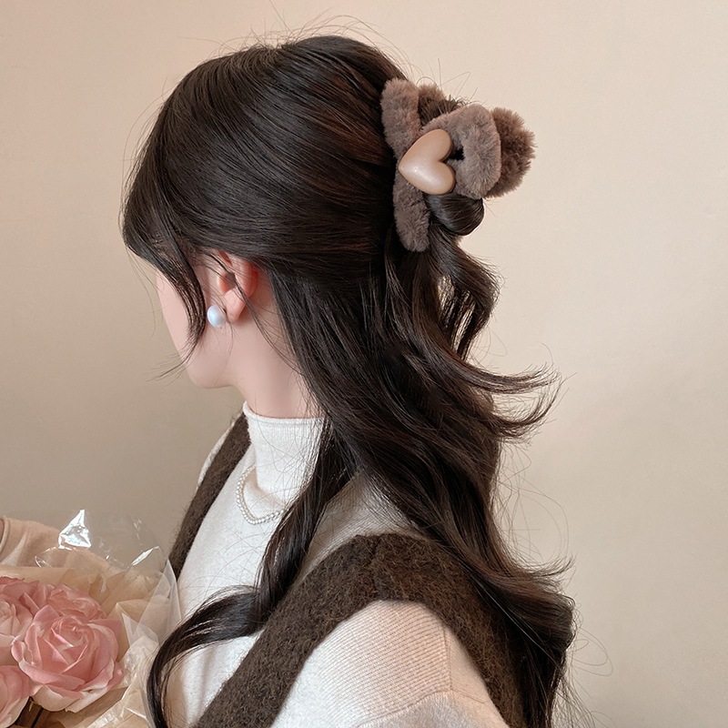 Kẹp tóc càng cua lông mềm dáng nơ vintage – Kẹp tóc nữ giữ tóc chắc, phong cách Hàn Quốc
