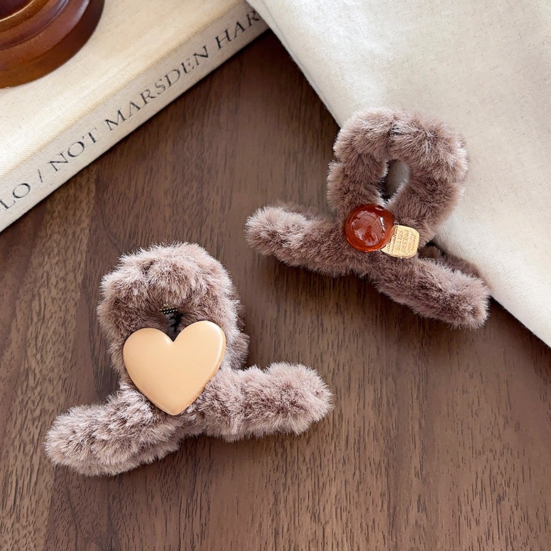 Kẹp tóc càng cua lông mềm dáng nơ vintage – Kẹp tóc nữ giữ tóc chắc, phong cách Hàn Quốc